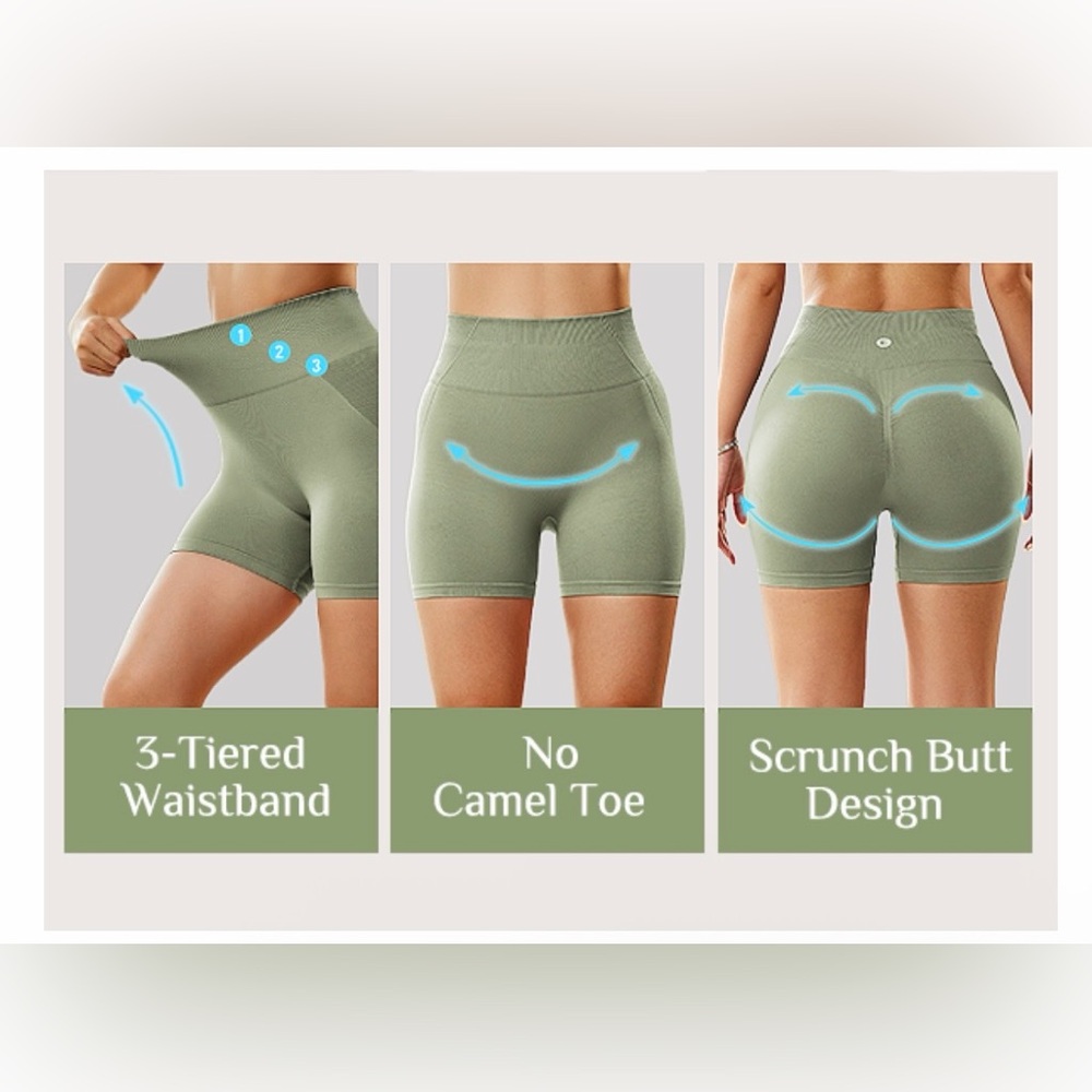 Evercute Seamless Workout Shorts – High Waisted Scrunch Butt Gym Yoga Shorts Set - Picture 8 of 8